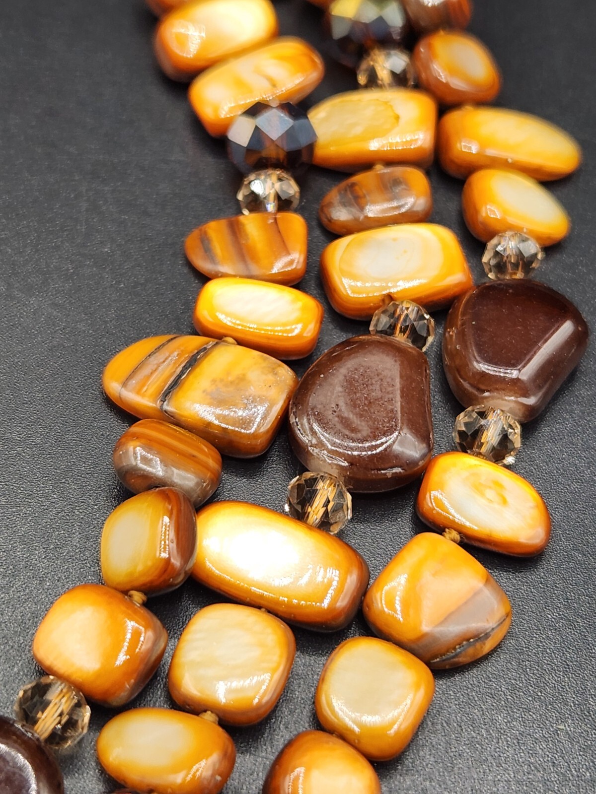 Multistrand Shell Glass and Acrylic Beads Necklace