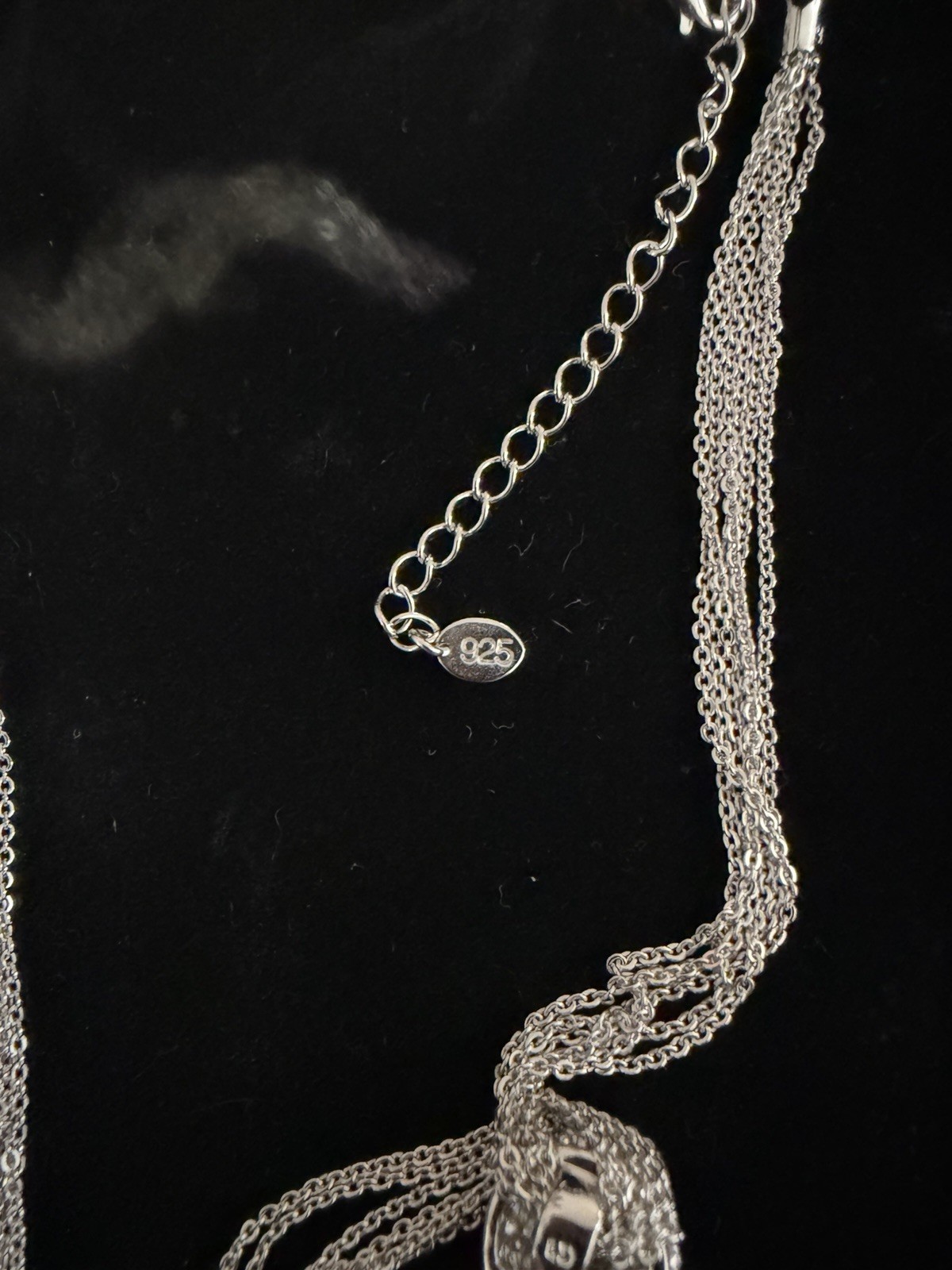 Suzanne Somers 2002 HSN Sterling Silver Multi-strand Clr CZ Large Drop Pendant