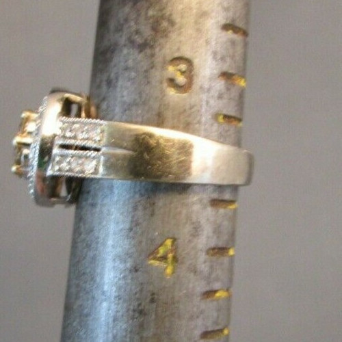 CHAMPAGNE & WHITE DIAMONDS 14k WHITE GOLD RING Size 3.5 IJDN Interjewel USA