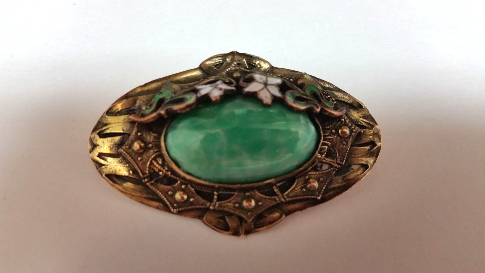 CHINESE INFLUENCE ART NOUVEAU DECO CZECH ENAMEL FLOWER PEKING BROOCH NEIGER?