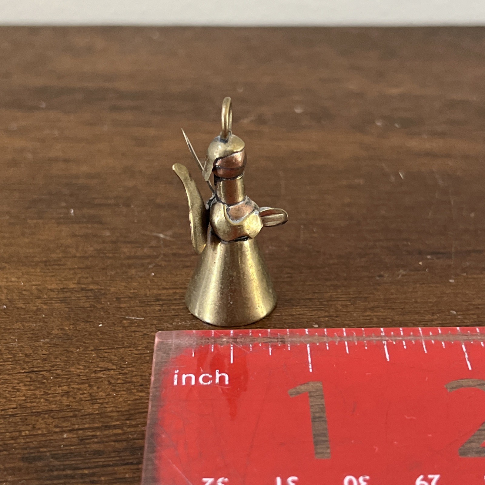 Vintage Brass Angel Pendant Bell 1.5”