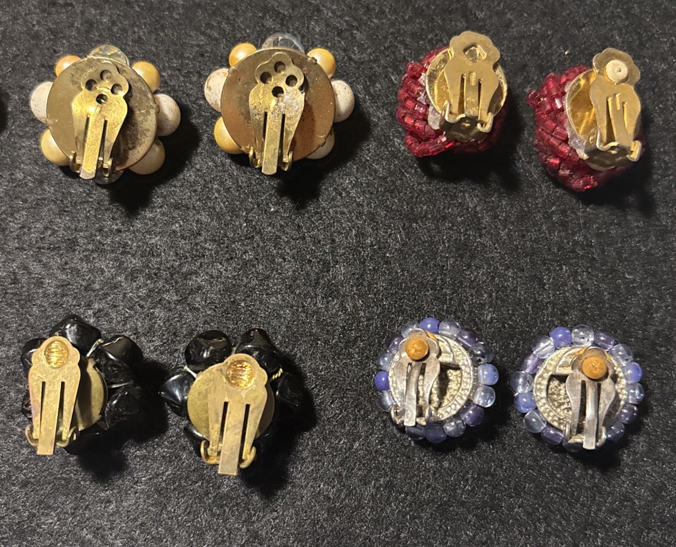 Vintage 1950s- 1980s Earrings Lot Colorful Beaded 16 Complete Pairs Wear Resell