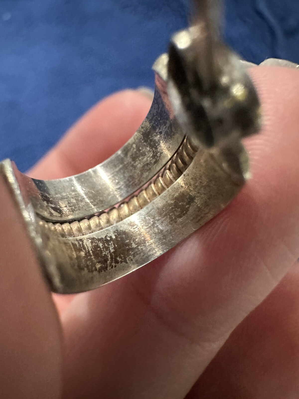 Vintage Two Tone Sterling Silver 925 & Brass Huggie Earrings, 17.5mm Long.