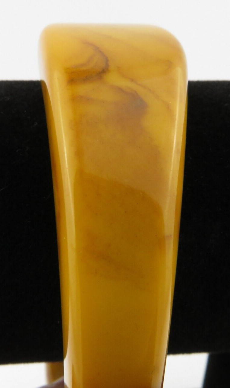 Vtg.Bakelite Chunky Wavy Bangle Bracelet Butterscotch/Choco Swirl retro Jewelry