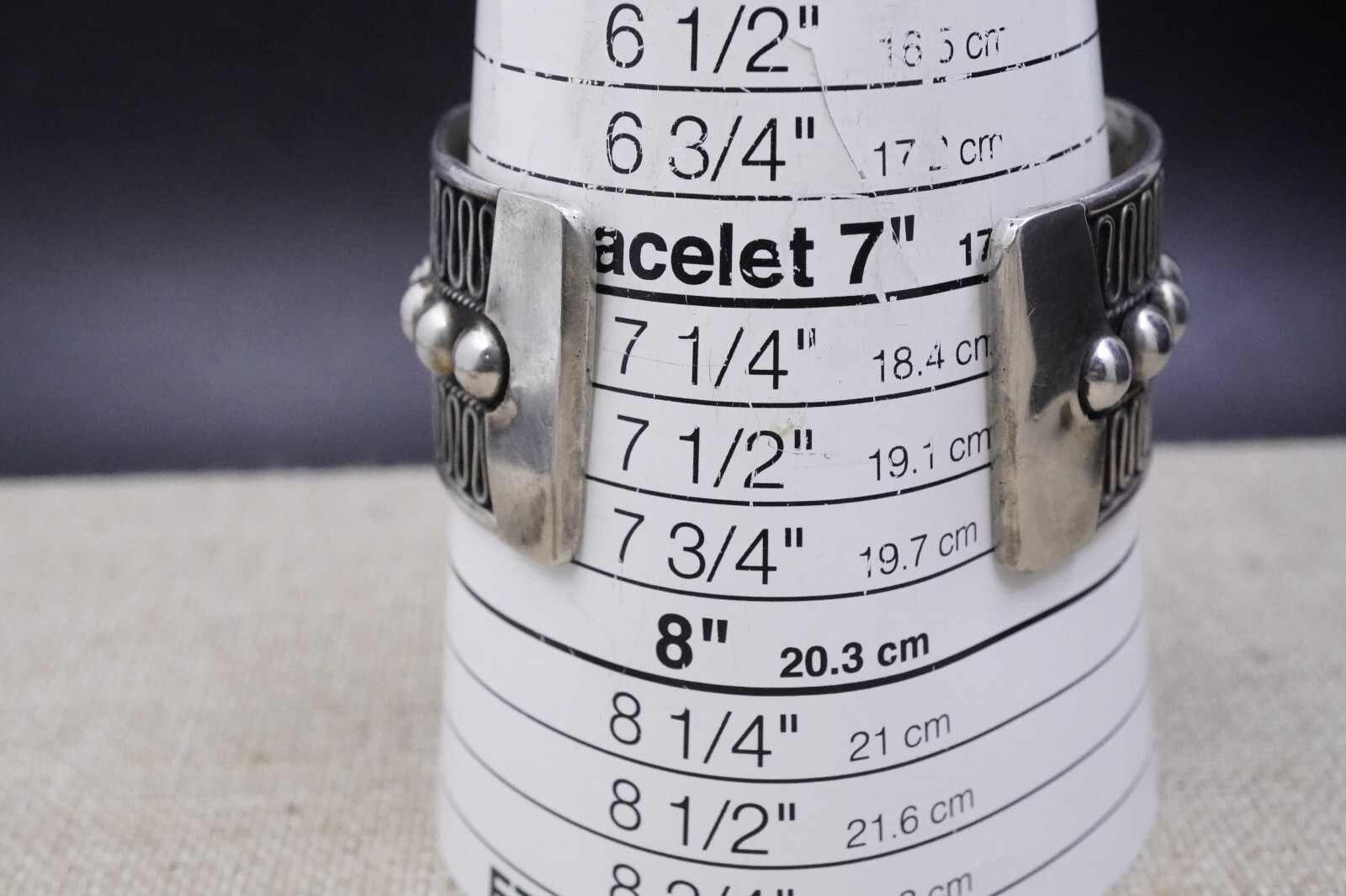 Vintage Bali Indonesia 925 sterling silver Cuff bracelet Fit a 7′-8” Wrist 44g