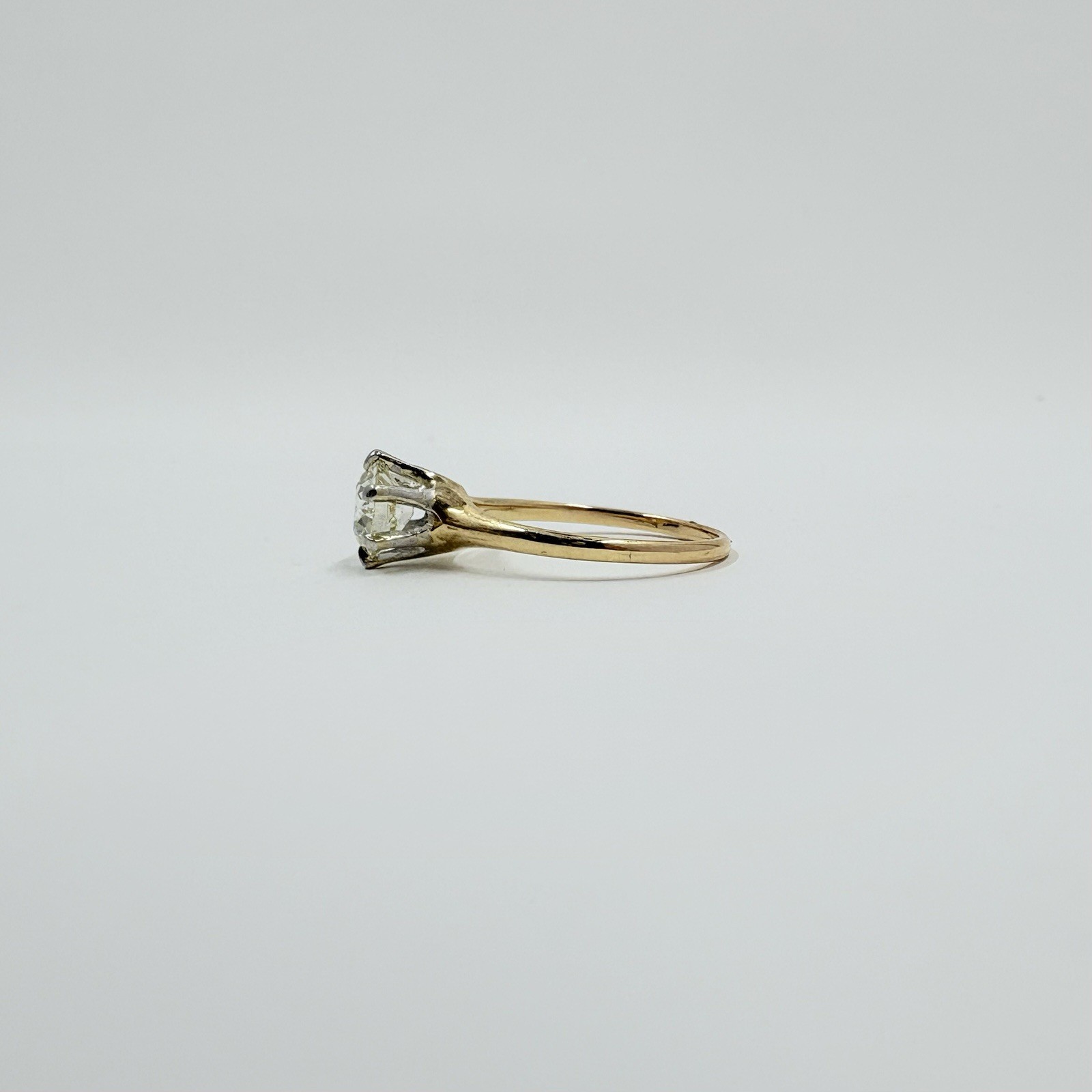 Vintage Old European Cut 14k Yellow Gold Diamond Solitaire Engagement Ring