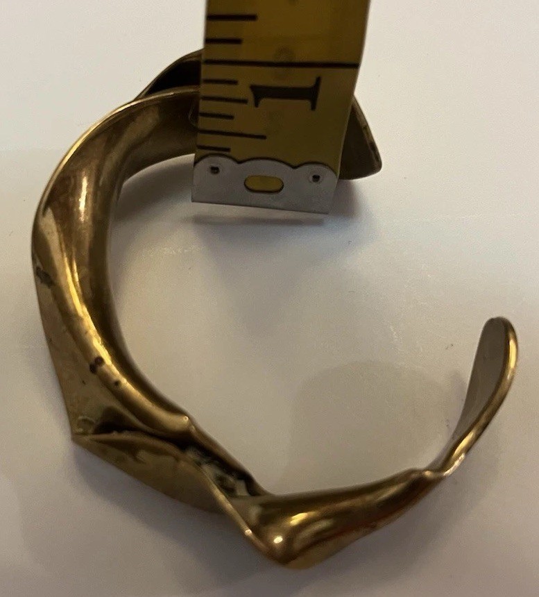 Vintage Modernist Brutalist Molten Sculpted Patina Bronze Thick Cuff Bracelet