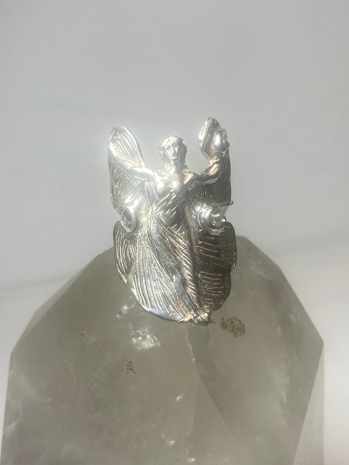 Wings Lady ring Art Deco influences band sterling silver women girls
