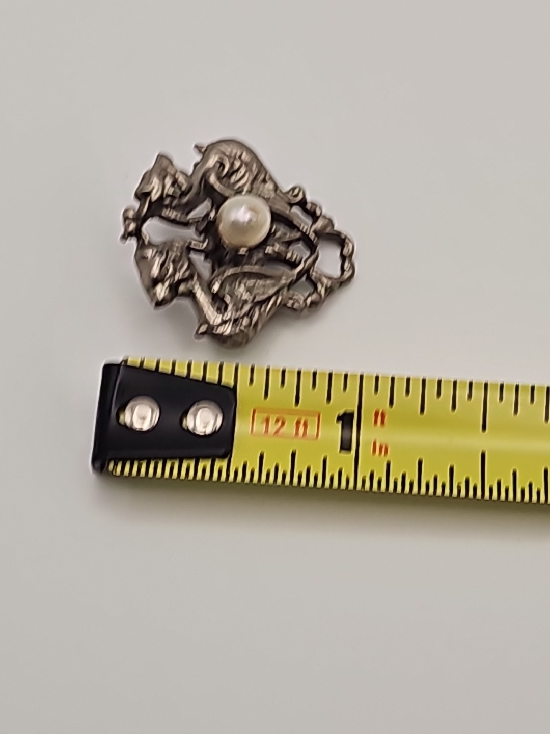 Vintage Tacoa Bird Faux Pearl Brooch Signed Art Deco