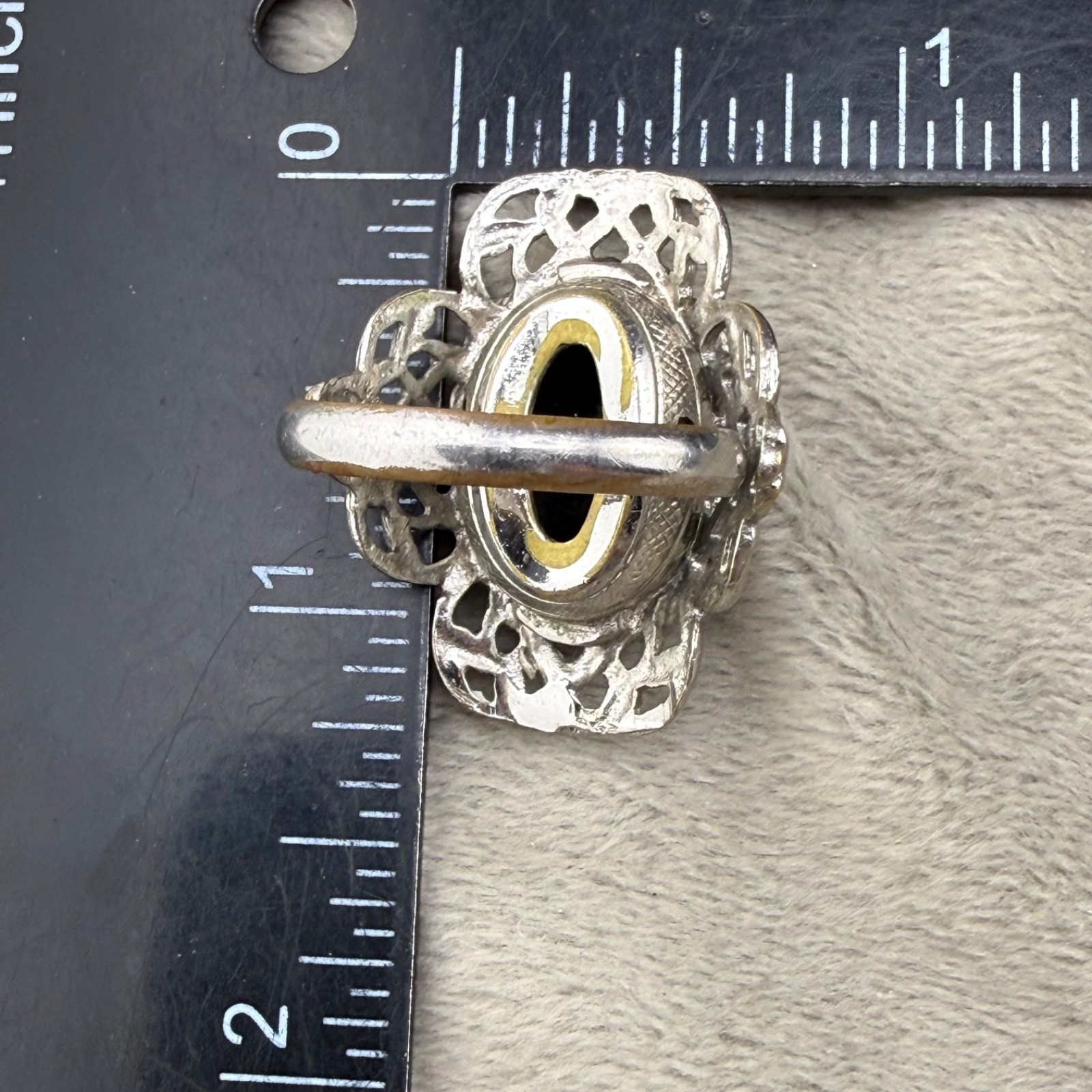 Vintage Whiting & Davis Ring Silver Tone Adjustable Size 6
