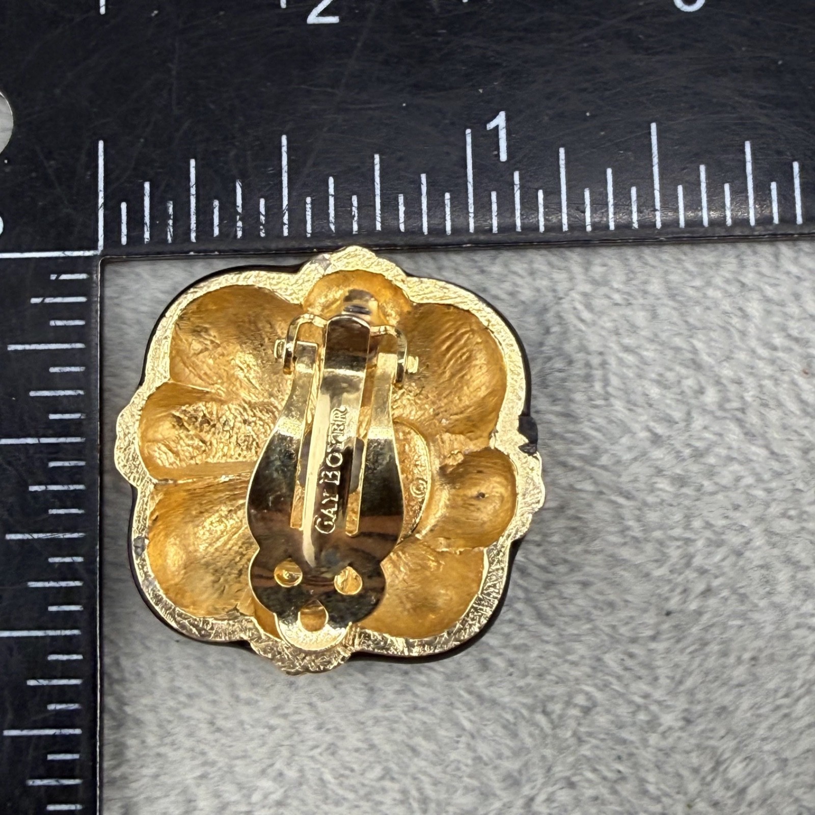 Vintage Gay Boyer Clip On Earrings Gold Tone Enamel Knot