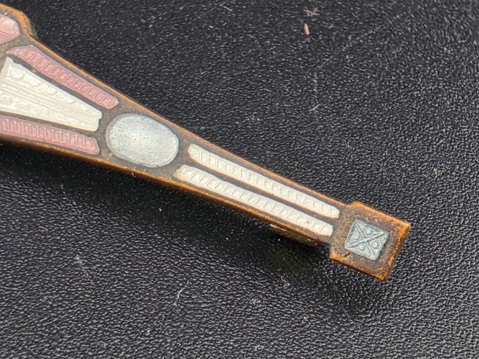 🤤Antique Art Deco Purple Blue Guilloche Enamel 2.25″ Bar Brooch Pin