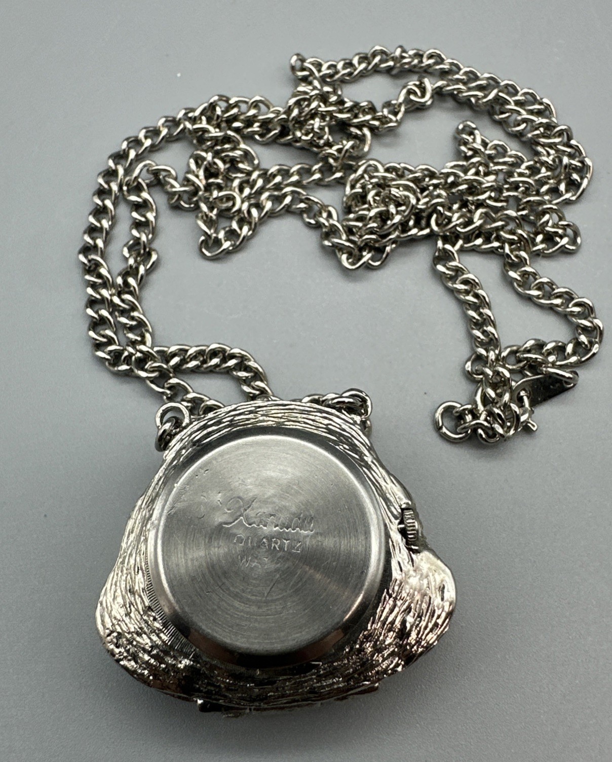 Vintage Xanadu Quartz Y2K Purse Hidden Watch Necklace Works Marcasite Adorned