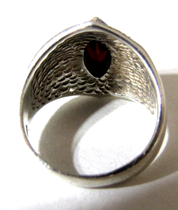 CW Sterling Silver Garnet Marcasite Ring Red Marquise Stone Missing Marcasites