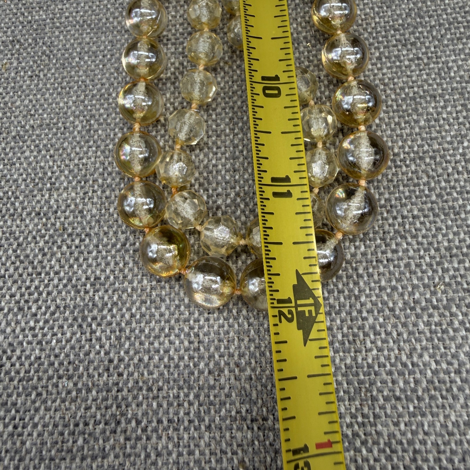 Vintage Necklace Golden Acrylic Beads Double Strand 22 Inches