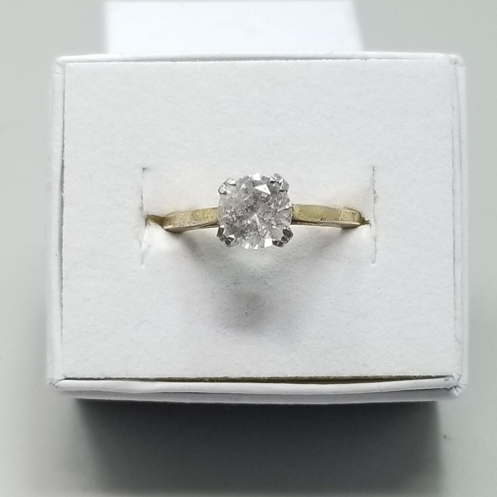 Vintage Sterling Silver Top Gold Filled Band Round Solitaire Ring Size 8