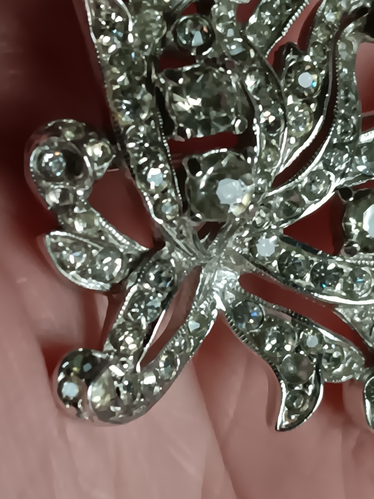 Vintage Dorsons Clear Rhinestone Silver-Tone Brooch Convertible Pendant 1940s