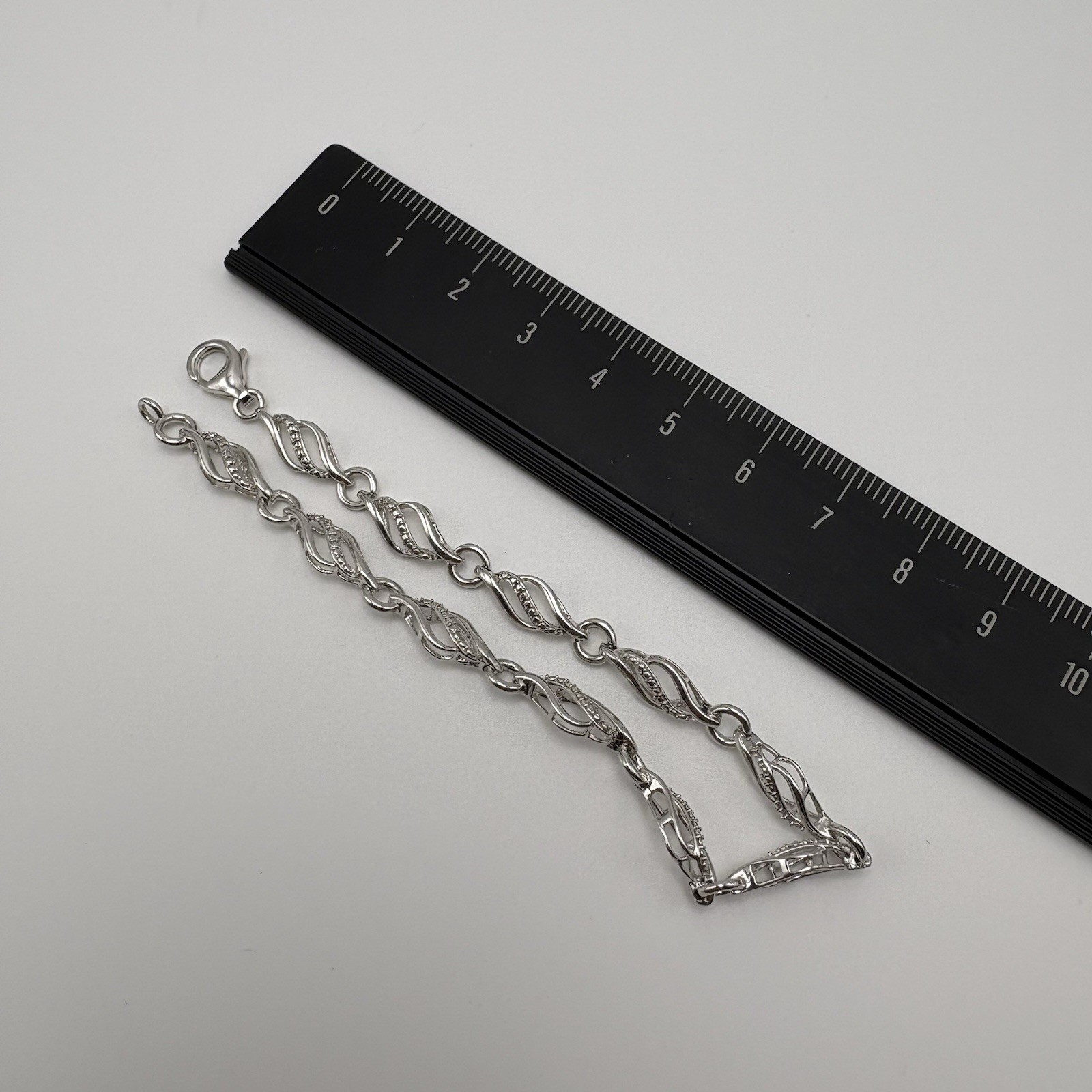 Vintage Sterling Silver CZ Link Bracelet – 5g