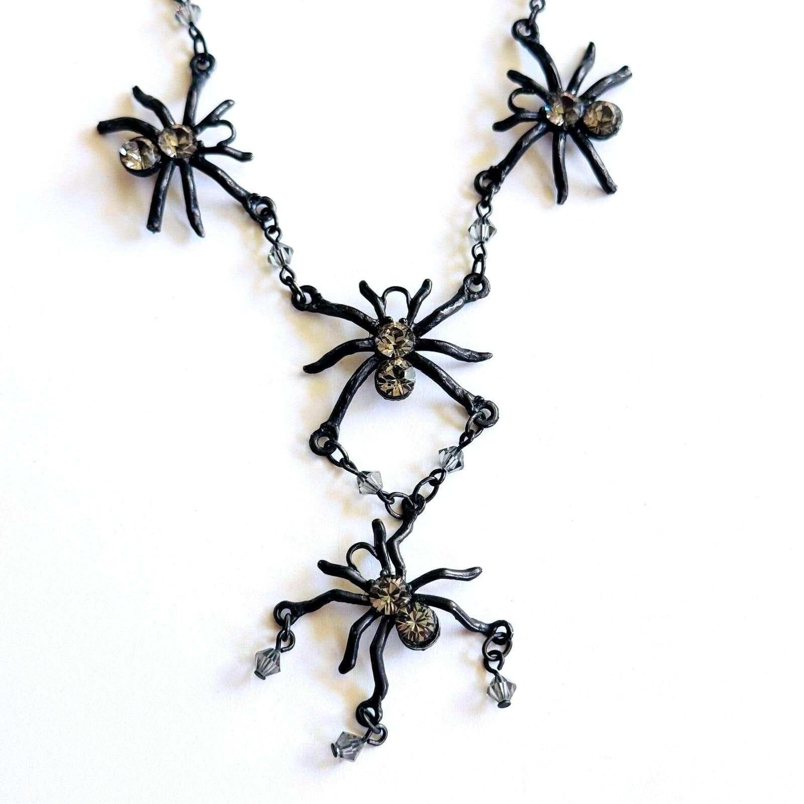 Marianna Jewelry Necklace Black Widow Spider Austrian Crystal USA Collar 90s Y2K