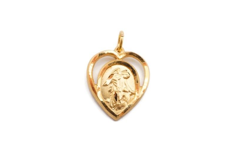 Vintage Gold Filled Guardian Angel Heart Pendant