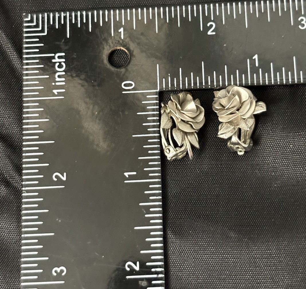 Vintage Sterling Silver AC Necklace Earring Brooch Set Flowers Dimi Parur Sign