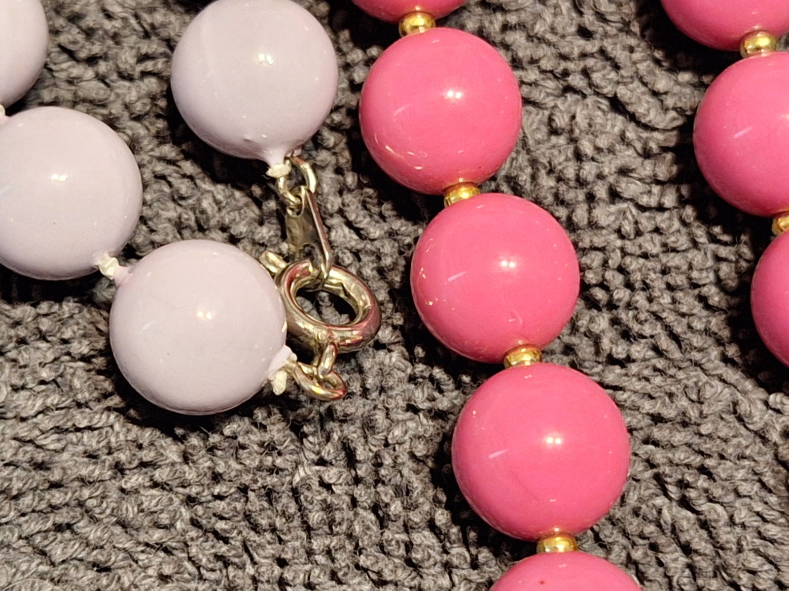 Vintage Lot Of 5 Beaded Costume Necklaces Various Lengths Purple Pink Red