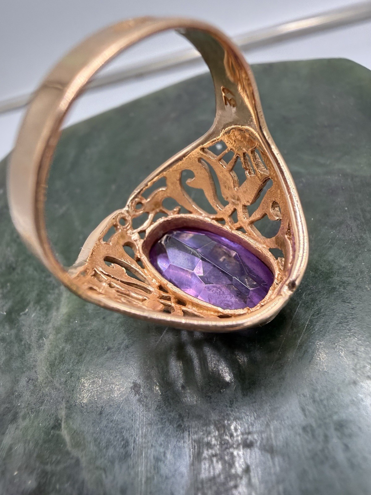 Vintage Soviet Solid Rose Gold Ring 14 K 583 Size 7.75