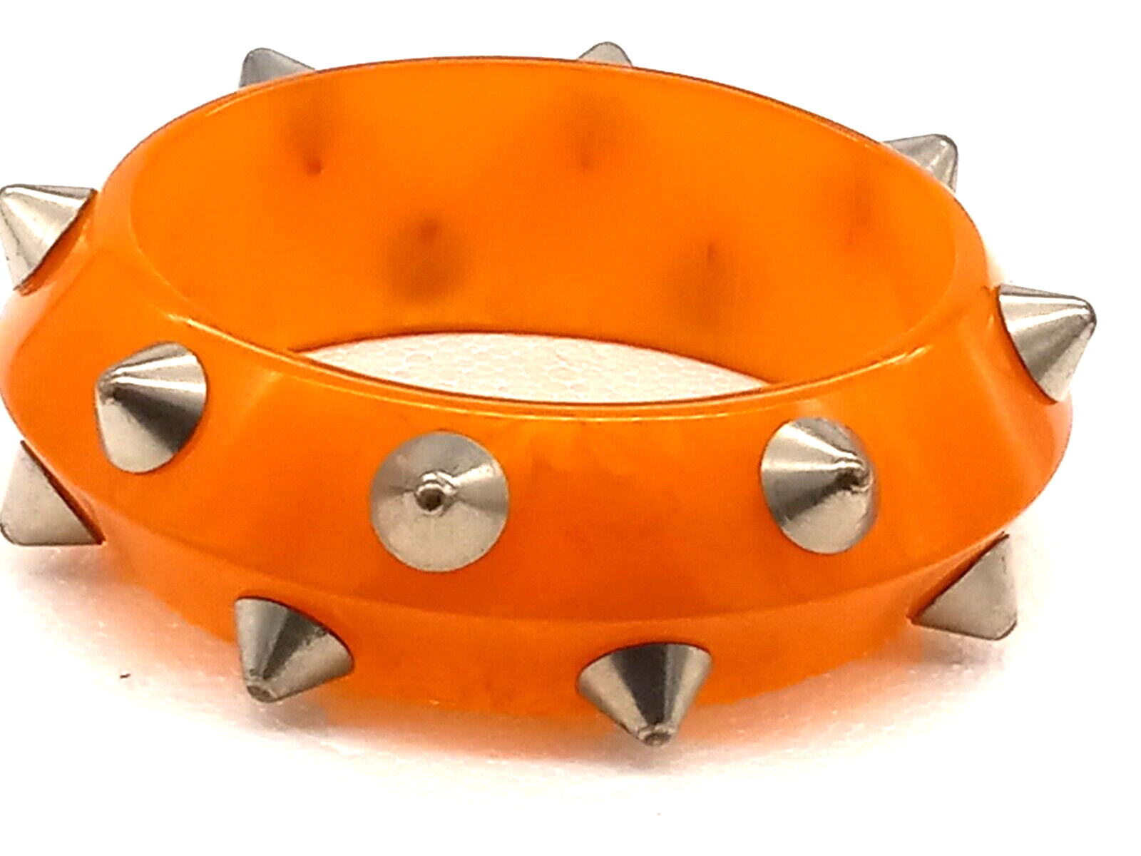 Vintage Mid Century Butterscotch Egg Yolk Amber Bakelite Spike Bangle Rare 64g