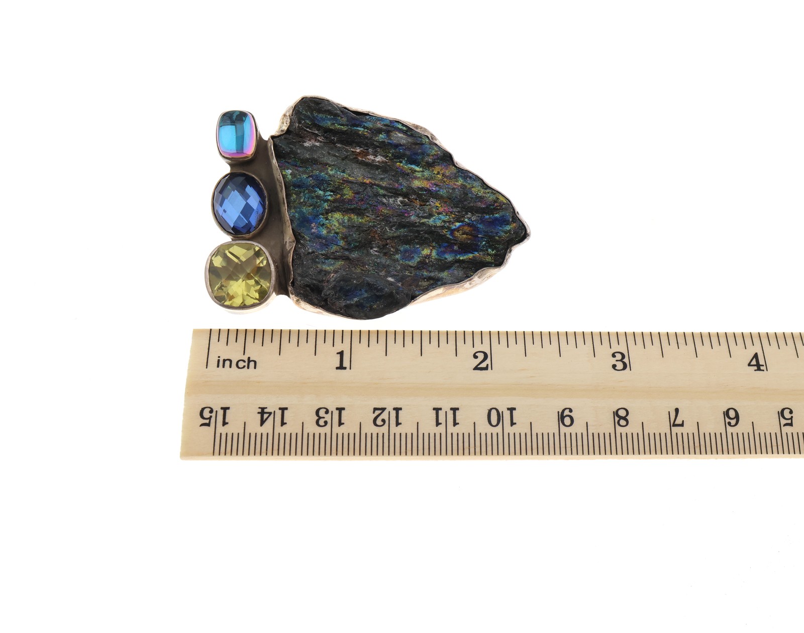 Amy Kahn Russell Sterling Silver Multi Stone Pendant/Pin 2.5″