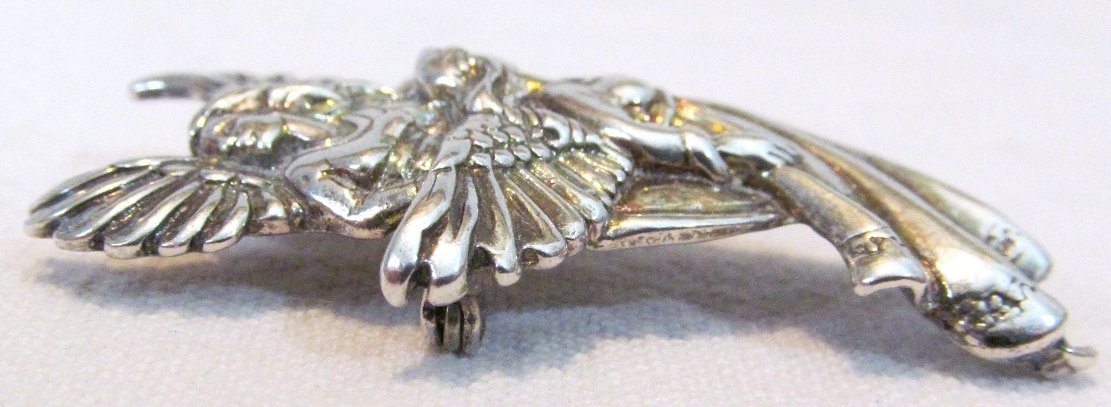 Vintage Shube Dimensional Angels Solid Sterling Silver Pendant Pin Brooch 2″long