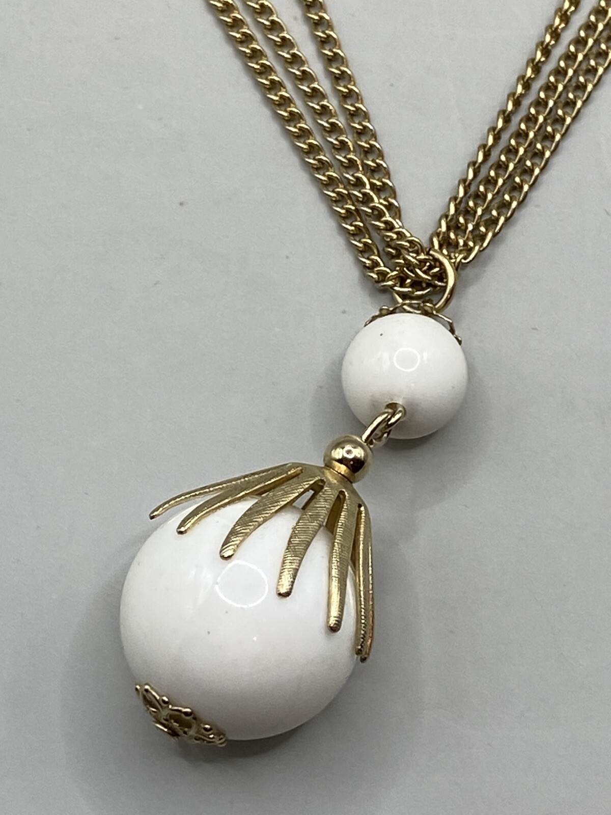 Vintage Gold Tone Multi Strand Necklace w/Tassel Style Pendant