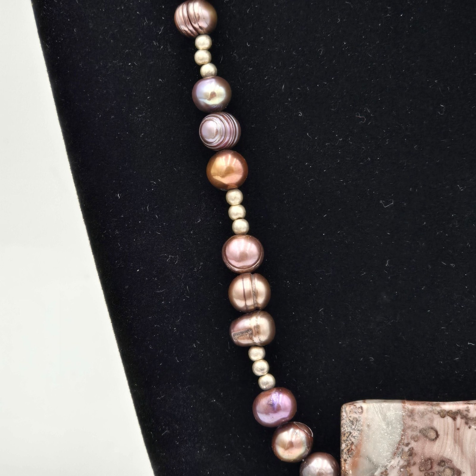 VTG Peacock Baroque Pearl Purple Agate Pendant Sterling Silver Necklace 16″