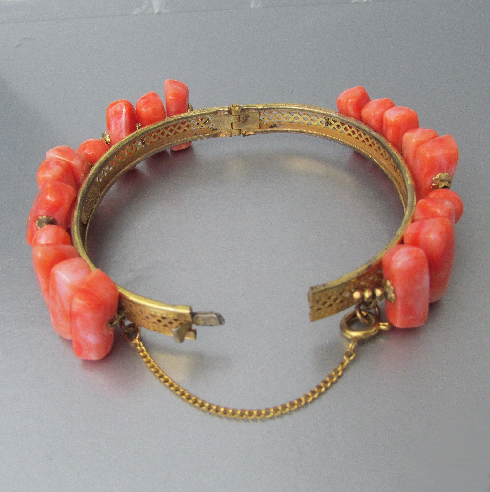 RARE Signed Miriam HASKELL Vintage Necklace Bracelet Earrings Faux Coral Set
