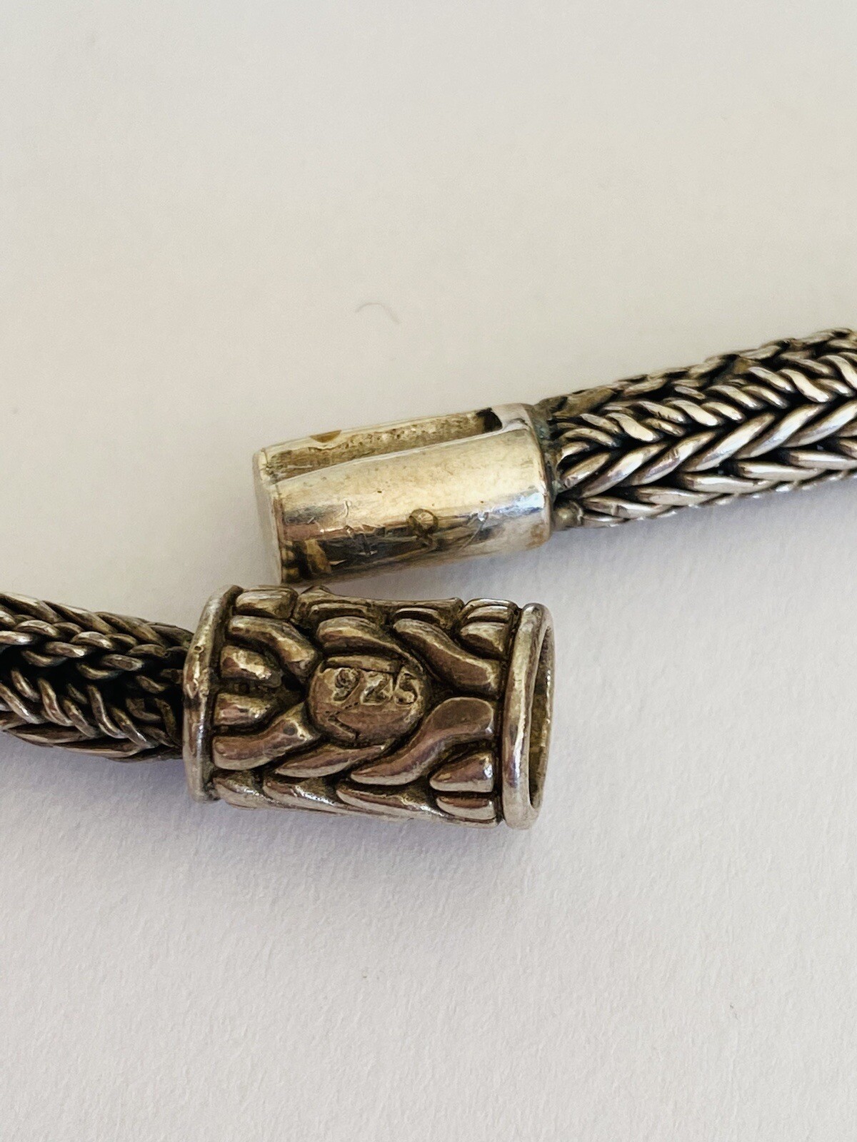 Vintage Bali 11MM Sterling Silver Wheat Foxtail Link Chain Necklace 98 GRAMS