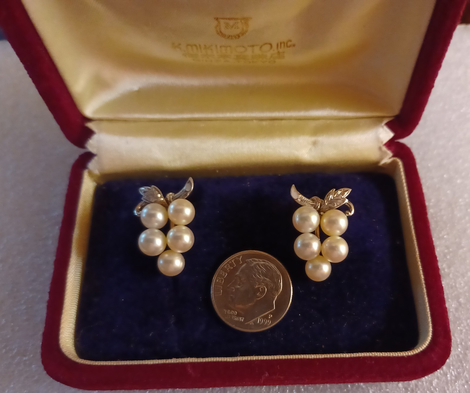 Vintage Mikimoto Pearl Grapes Earrings ~ Screwback ~ Silver ~ 10 Pearls ~ Akoya