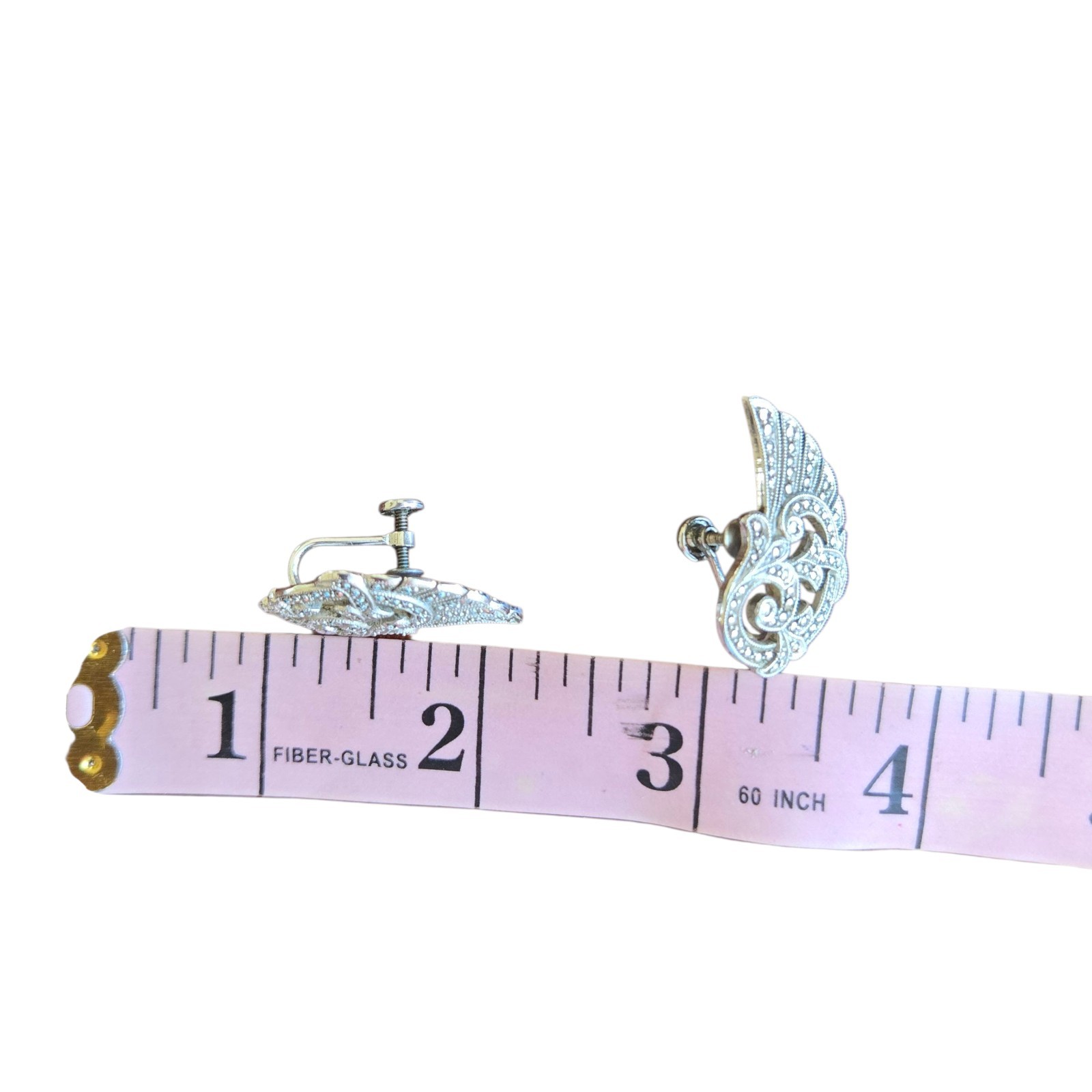 Vintage Sterling Silver Marcasite Kimler Daniel Screw Back Earrings SIGNED