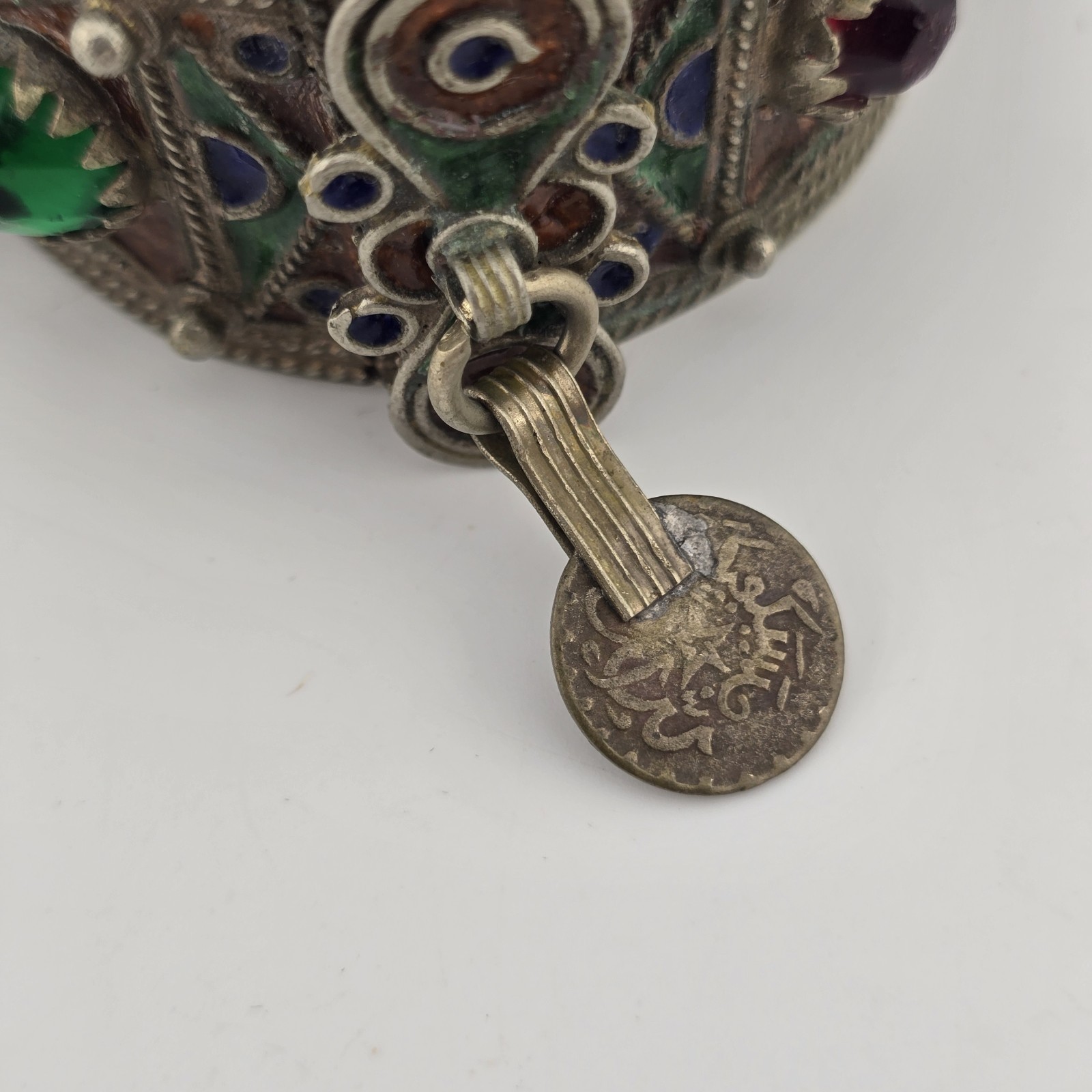 Vintage Berber Moroccan Style Enamel Cuff Bracelet Ethnic Tribal Coin Bangle