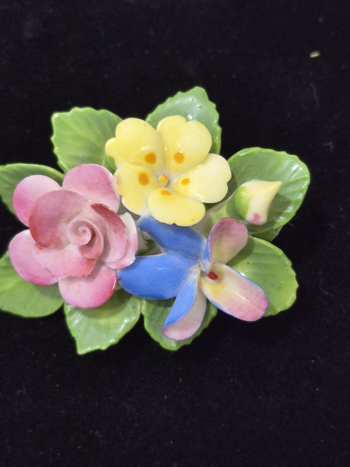 Cara China England Bone China Floral Brooch Pin Hand Painted Roses Vintage