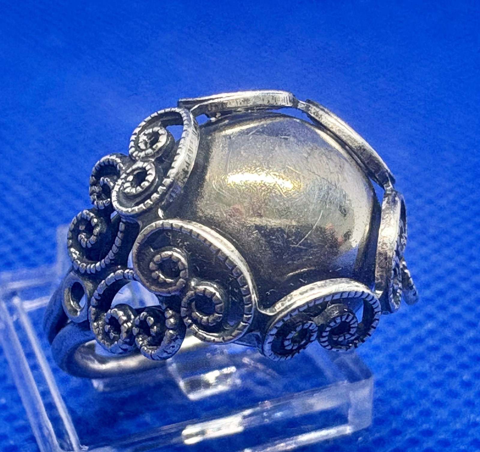 (06) Modernist 1950s Vintage 925 Sterling Silver Ring Adjustable – 3.75 g