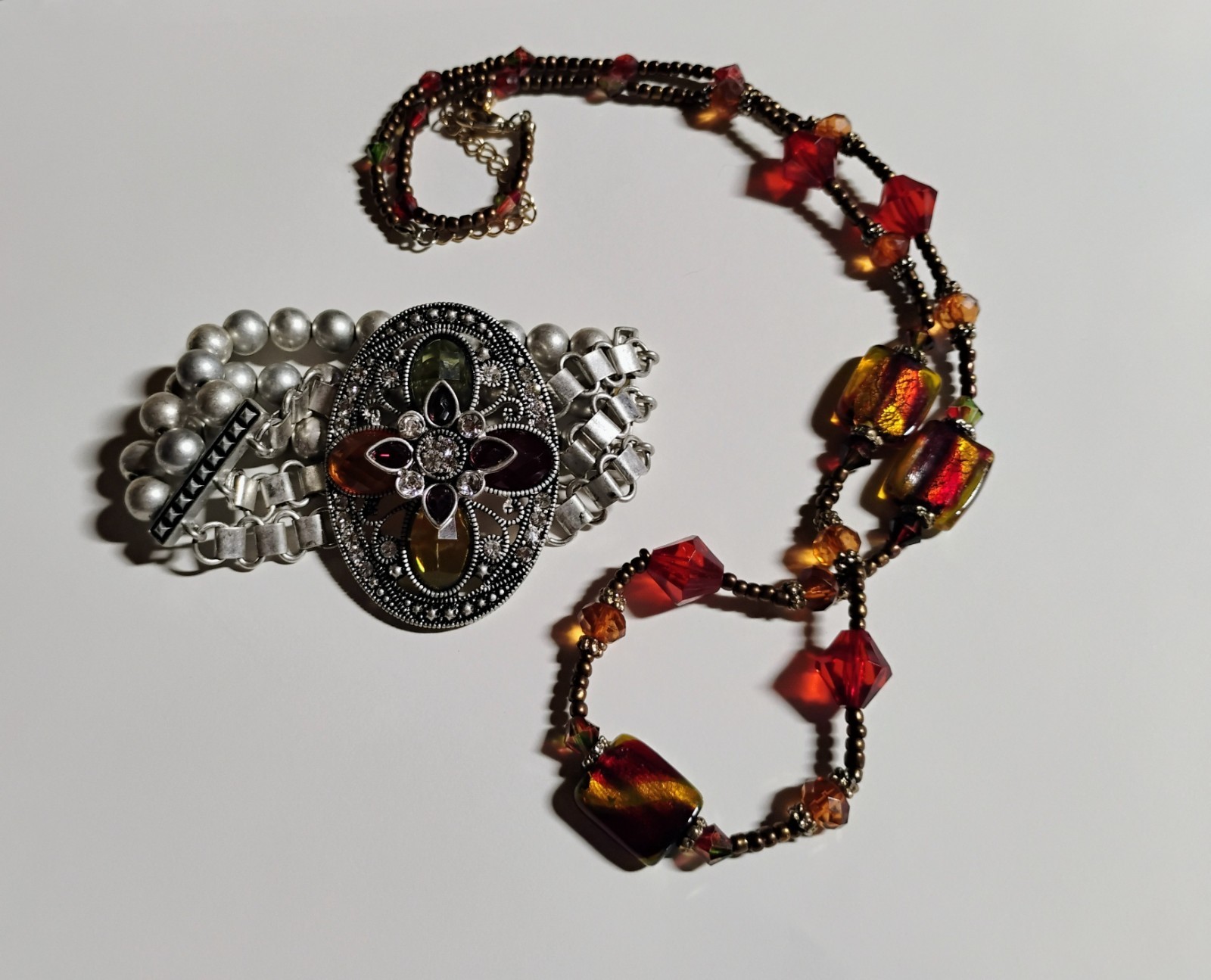 Stunning 23″ Czech Glass? Handmade Vintage Necklace & Matching Art Nouveau…