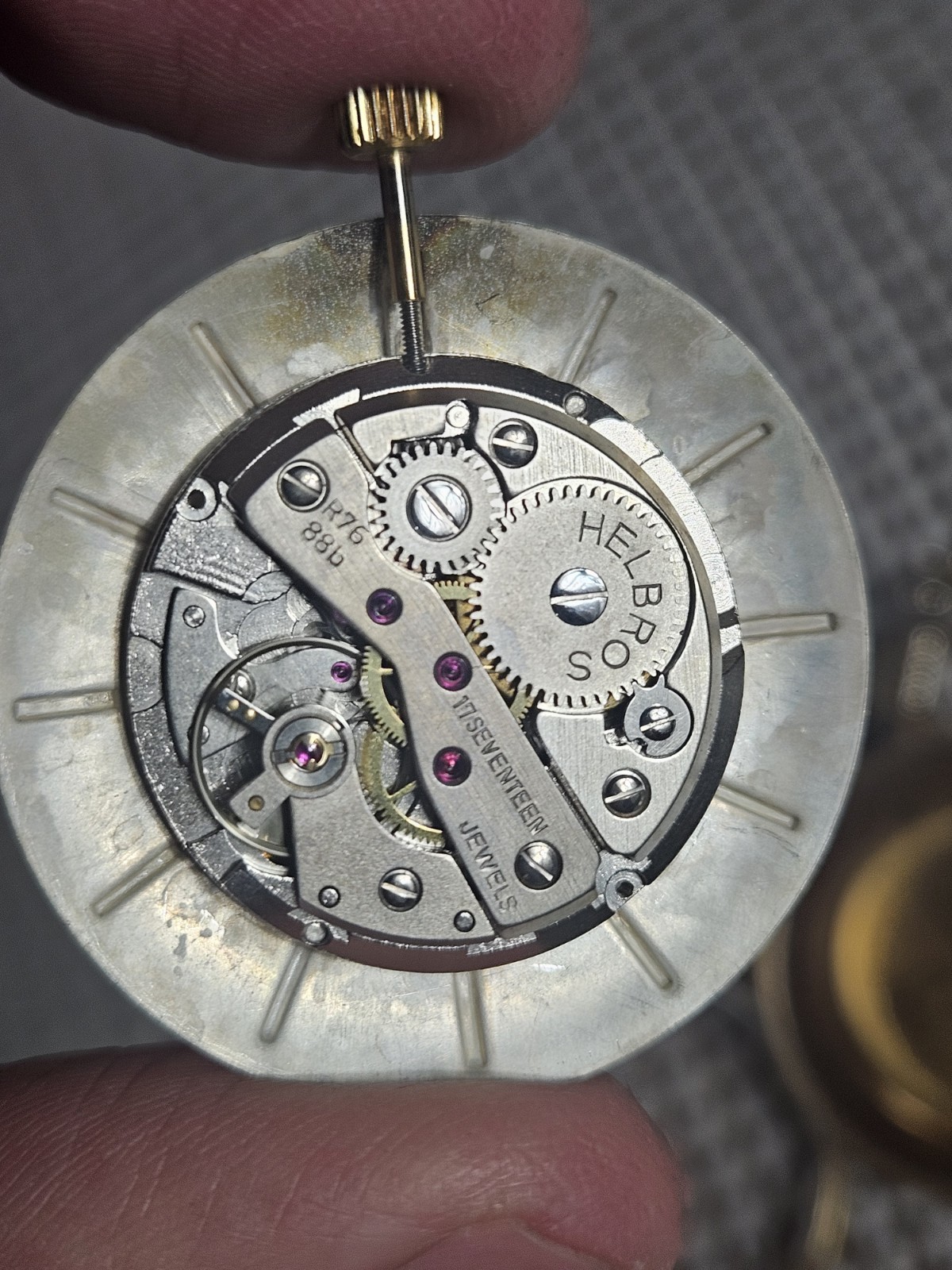 Vintage Helbros 17 Jewels Gold Plated Manual Wind Pocket Watch