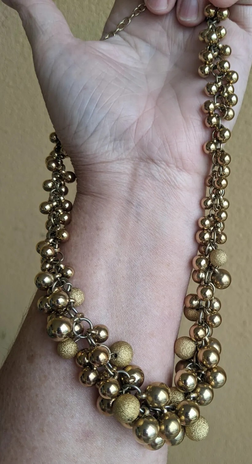 Aigner Necklace Gold Colored Metal Multiple Beads Balls aug22
