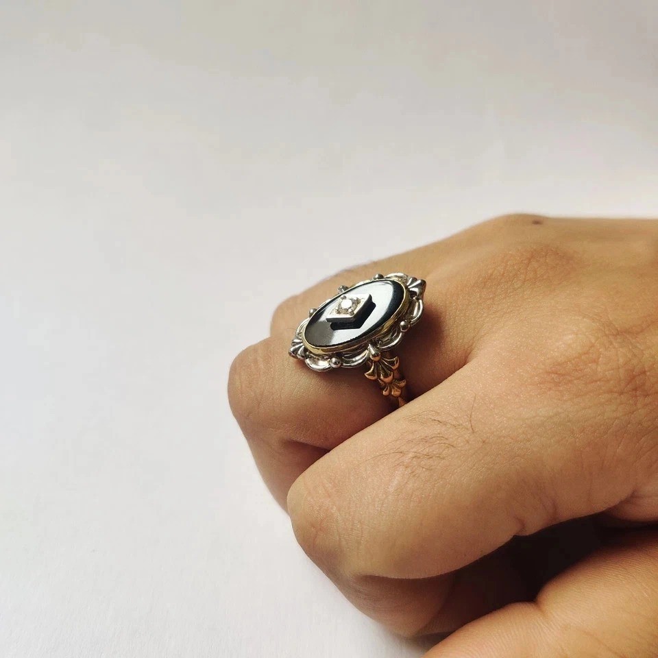 Art Deco Style 925 Silver Victorian handmade Black onyx Anniversary Wedding Ring