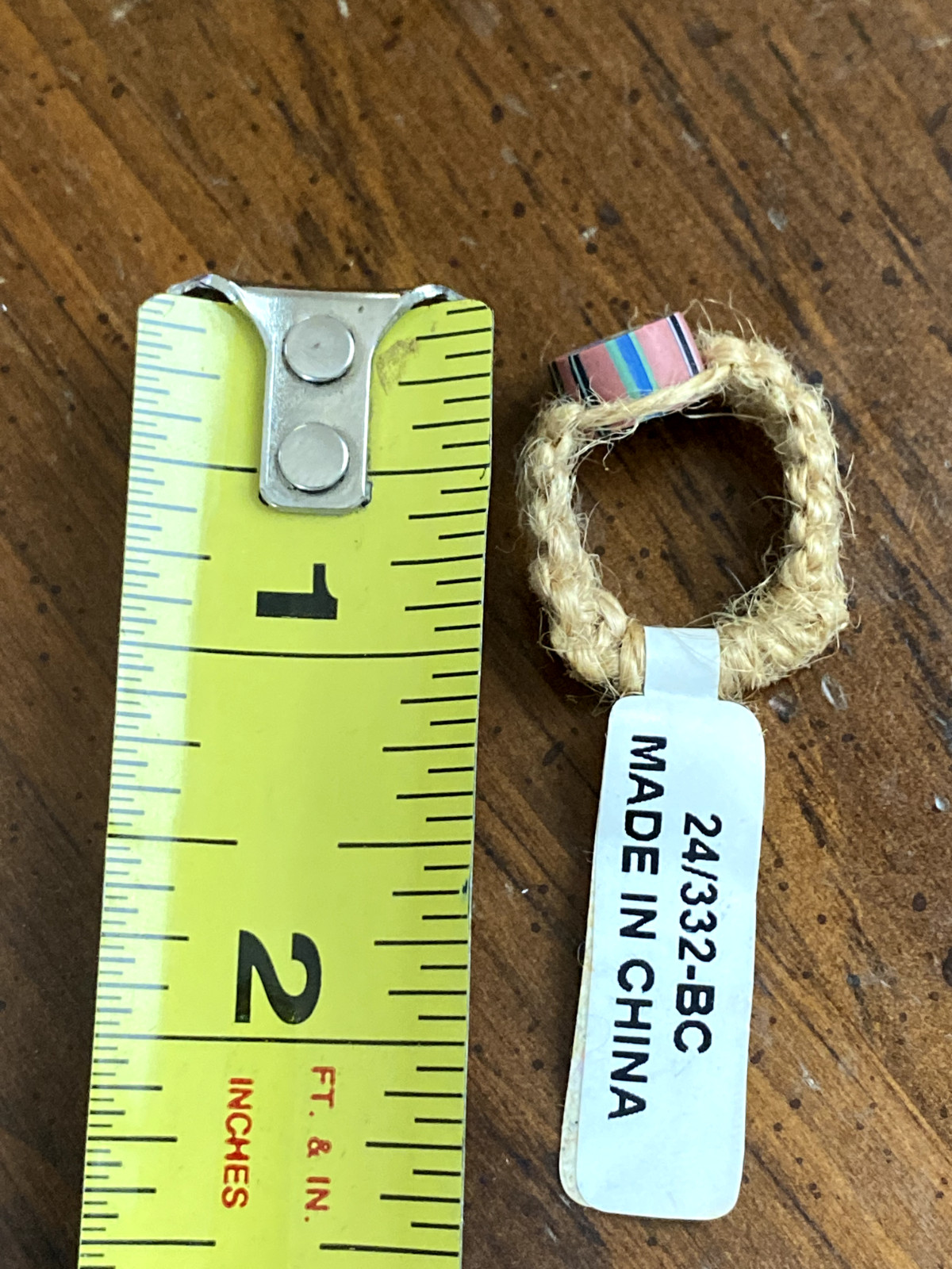 Vintage 1990s NEW Hemp Twine Psychedelic Hippy Floral Polymer Clay Ring