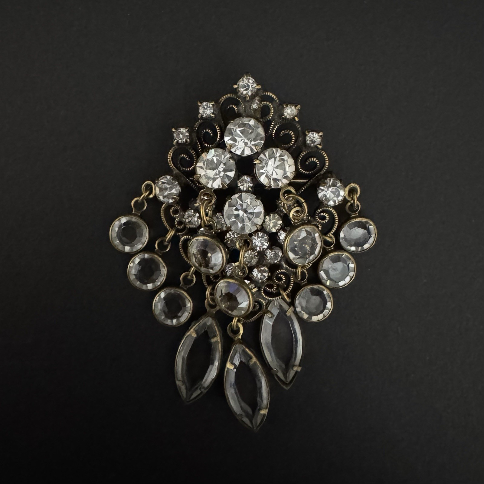 Vintage Hobé Signed Victorian Revival Filigree Brooch Pendant & Earring Set