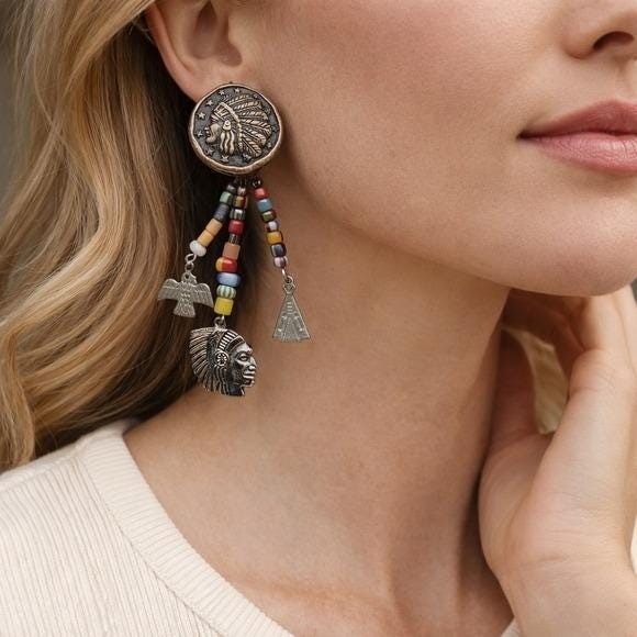 Vintage Silver and Multicolor Beaded Earrings Clip Ons