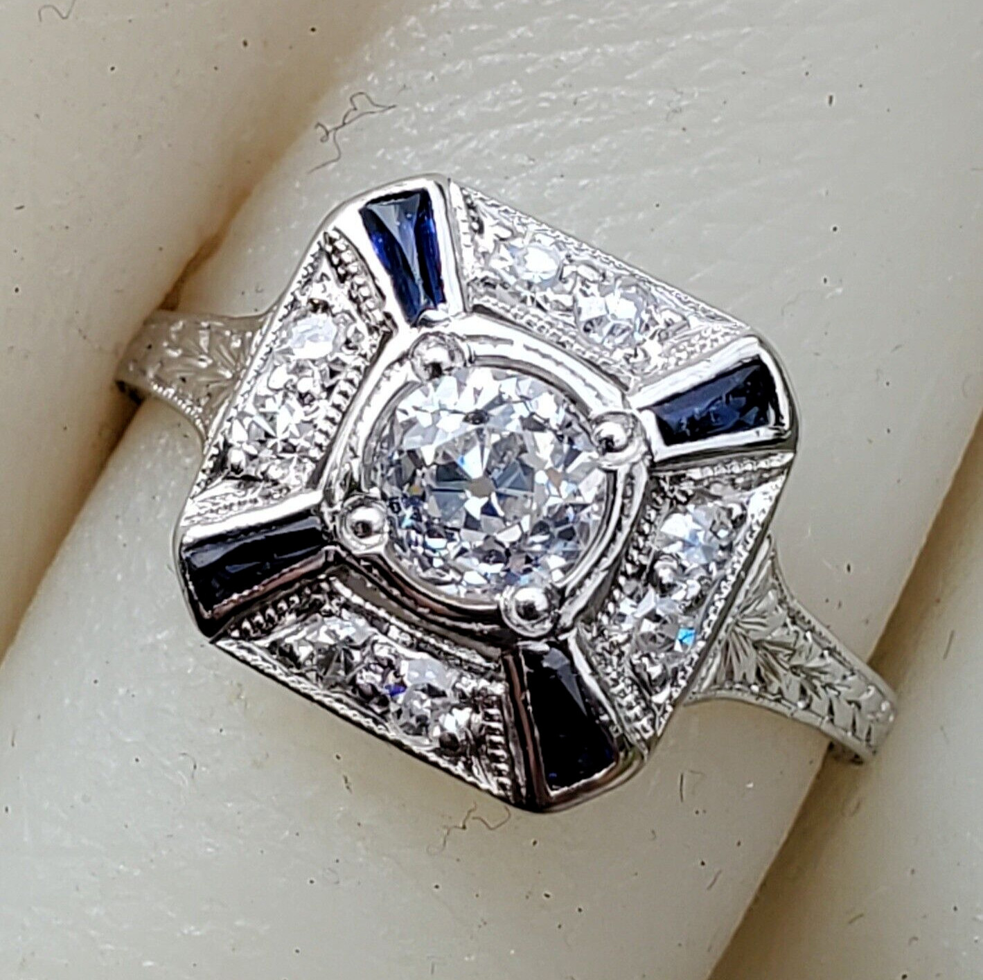 Original EARTH MINED DIAMOND Deco PLATINUM Engagement Ring Vintage Solitaire 5