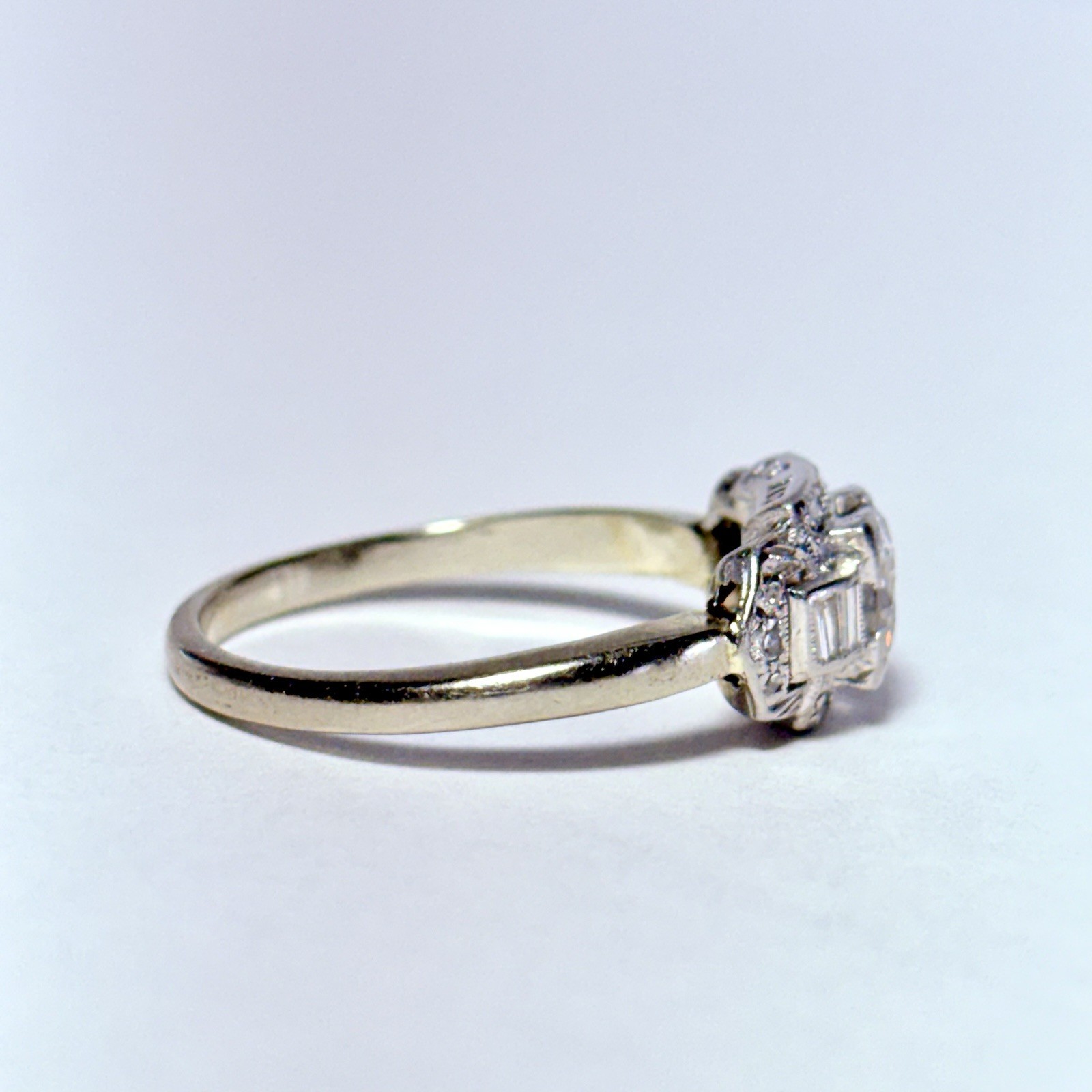 GG Certified 14K Gold 0.94ct Old European Diamond 0.22ctw Accents Sz 9 Ring 3.8g