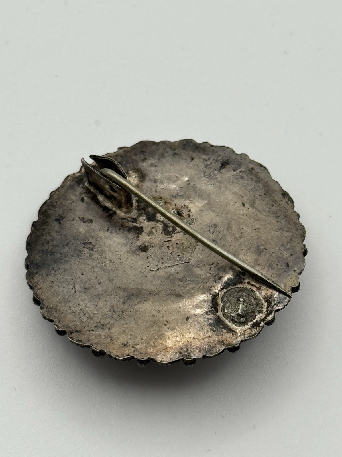 Antique Cannetille 900 Silver & Turquoise Etruscan Design Brooch/Pin *read*