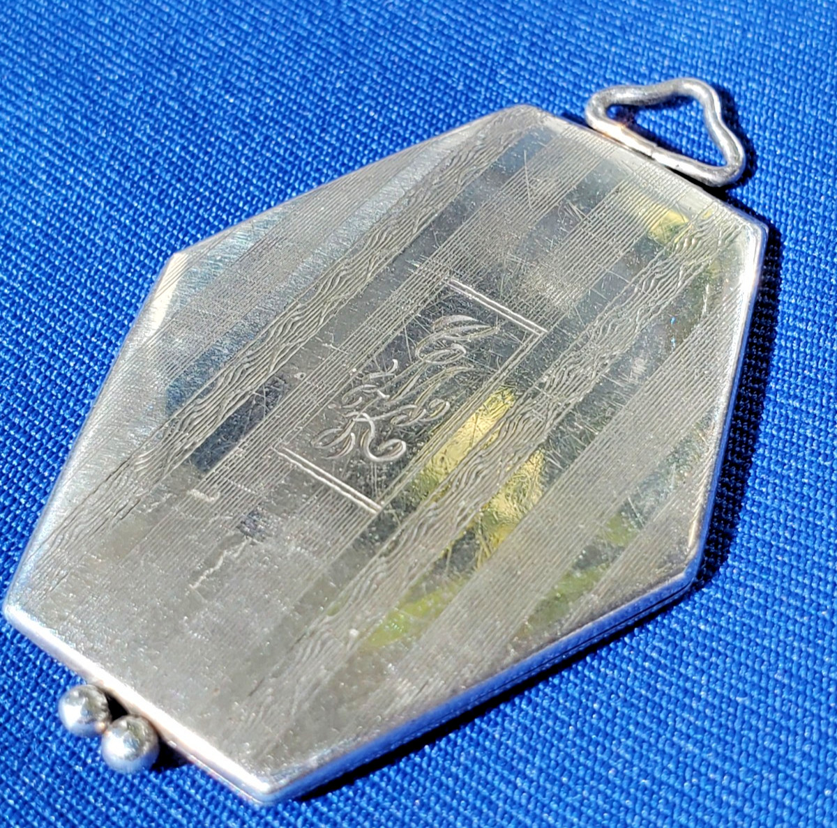 ORIGINAL Antique Deco STERLING SILVER 925 Pendant Vintage Hexagon Lozenge Locket